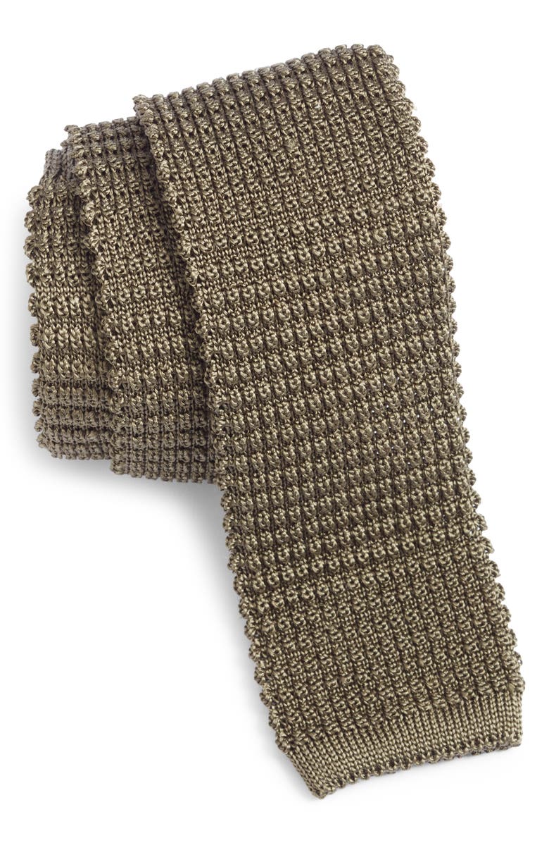 Jack Victor Hudson Silk Knit Tie, Main, color, Olive