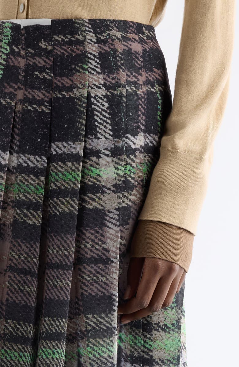 Acne Studios Ilona Plaid Print Pleated Skirt, Alternate, color, Green/ Grey