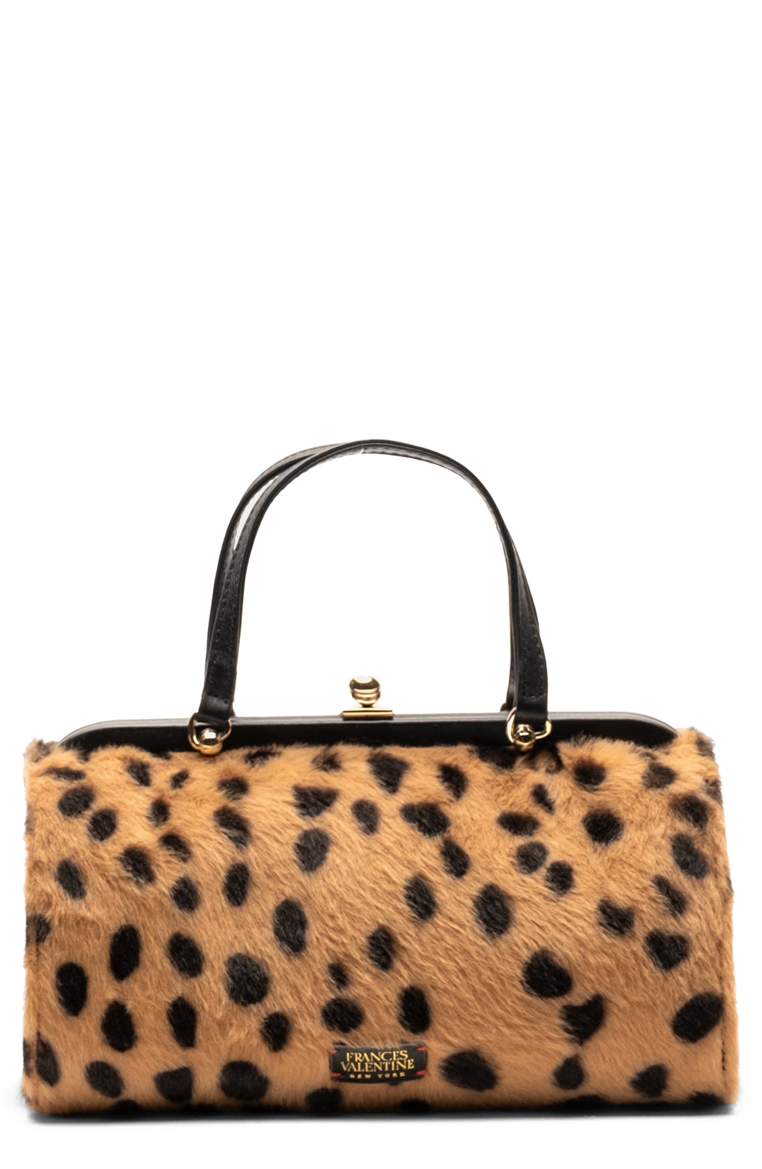 Frances Valentine Petit Michelle Cheetah Print Faux Fur Satchel In Pink