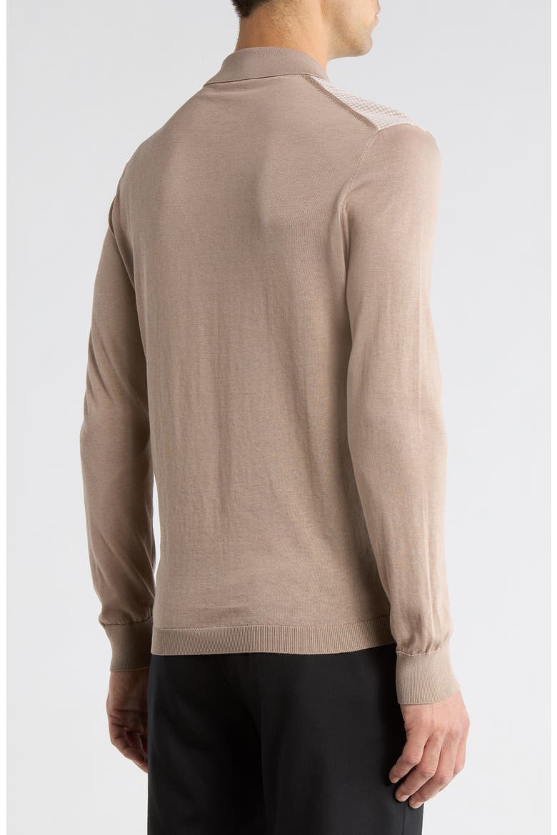 Francois Long Sleeve Cotton & Silk Polo Sweater, Alternate, color, SAND