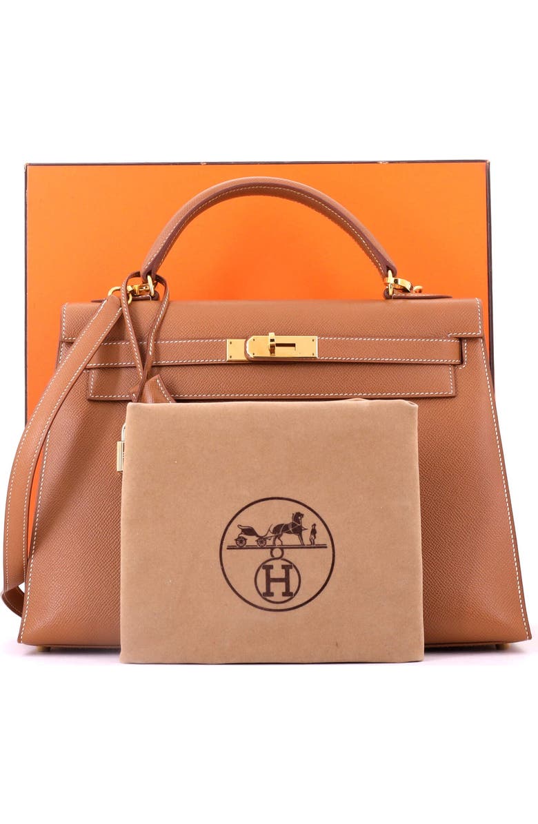 Pre-Owned Hermes Kelly Handbag Brown Courchevel with Gold Hardware 32, Alternate, color, Gold