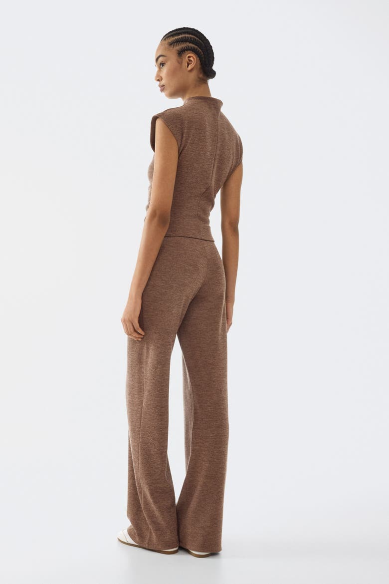 Straight-leg Jersey Trousers, Alternate, color, Brown melange