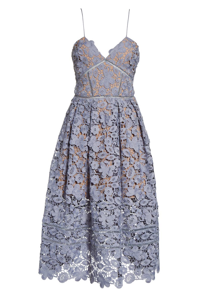 Azaelea 3D Lace Fit & Flare Dress, Alternate, color, DOVE GREY