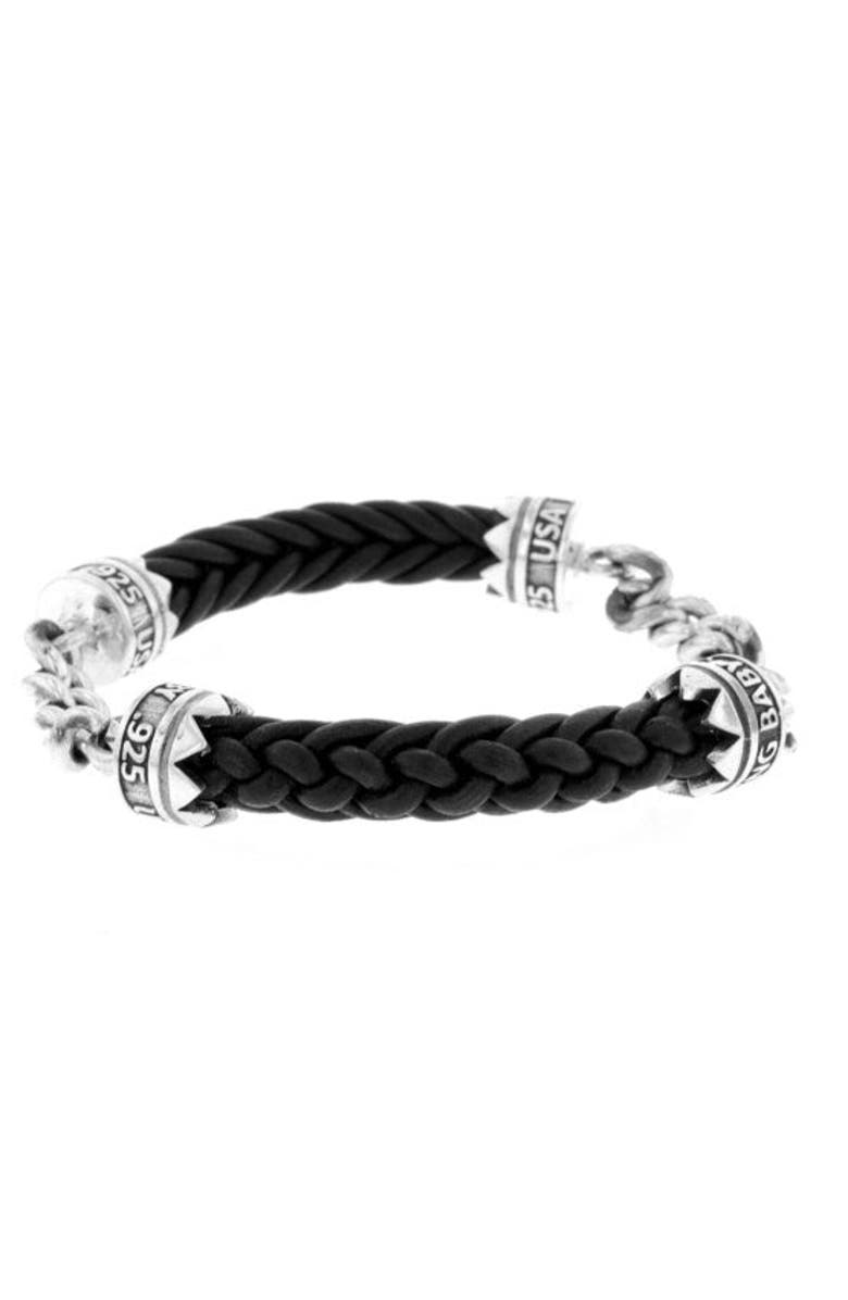 King Baby Studio Double Silver Chain and Leather Bracelet, Alternate, color, Silver