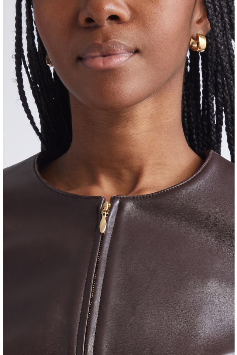 Clarissa Napa Leather Crop Jacket, Alternate, color, MAHOGANY