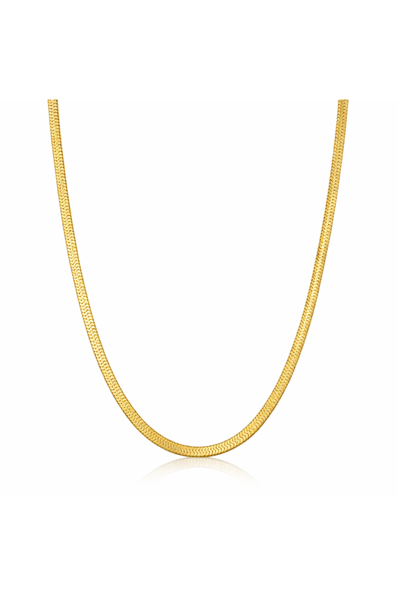 Gold-Tone Sterling Silver Herringbone Necklace, Main, color, Yellow