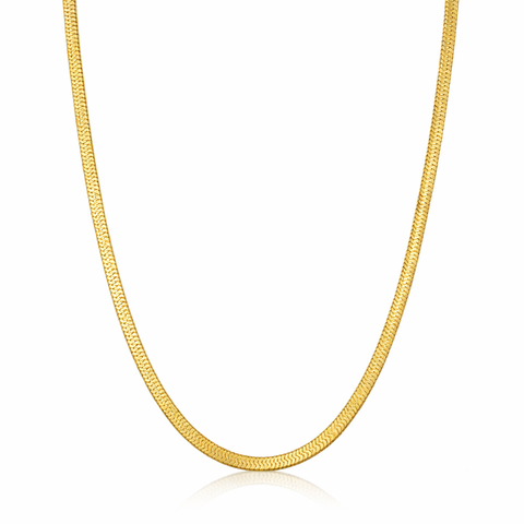 Gold-Tone Sterling Silver Herringbone Necklace