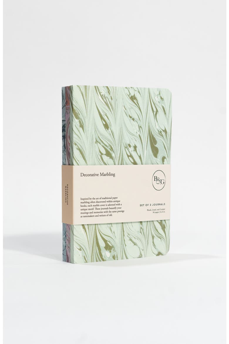 Set of Three Pocket Journals - Decorative Marble, Alternate, color, Green