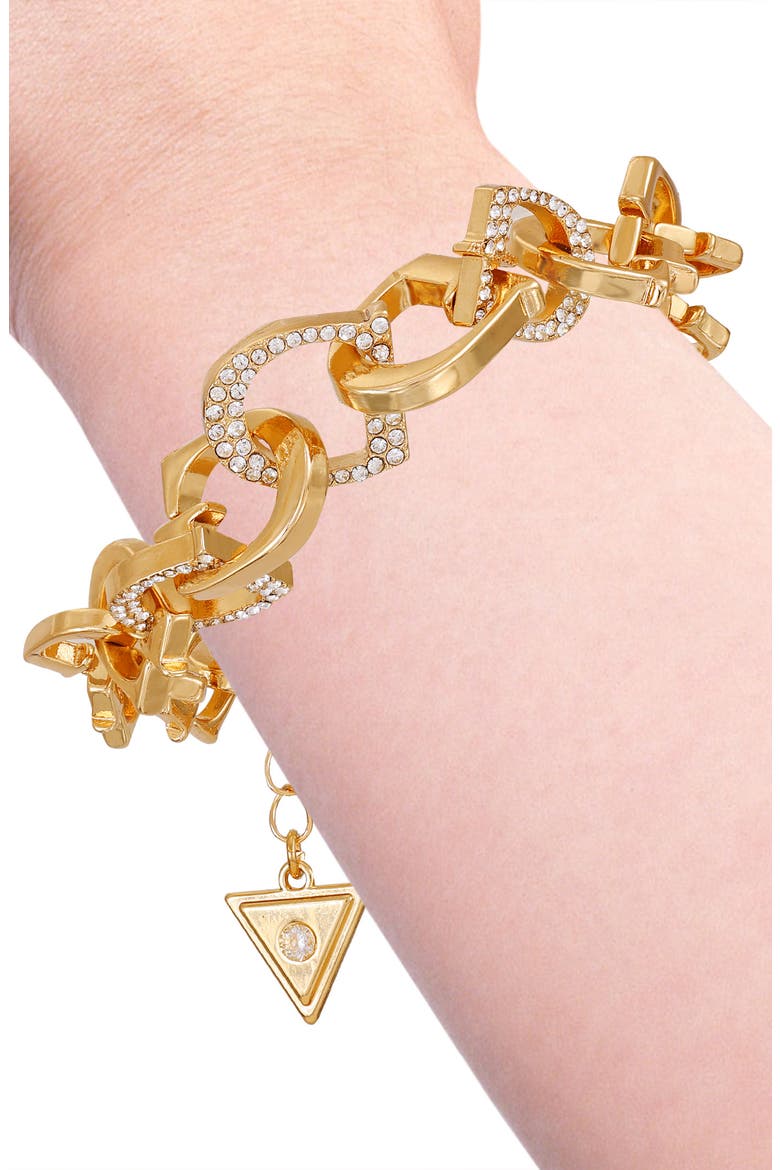 Pavé Crystal 'G' Chain Bracelet, Alternate, color, GOLD TONE