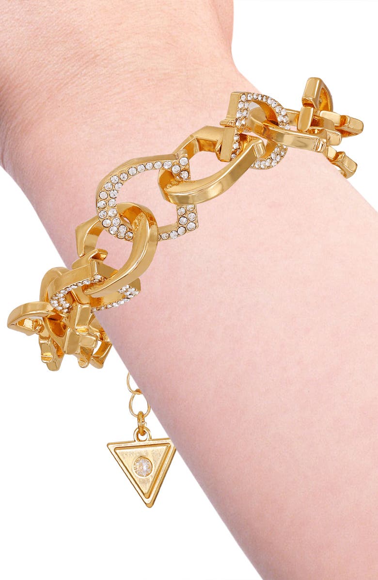 GUESS Pavé Crystal 'G' Chain Bracelet, Alternate, color, Gold Tone