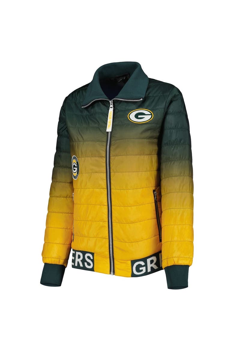 Women's The Wild Collective Green/Gold Green Bay Packers Color Block Full-Zip Puffer Jacket, Alternate, color, Green