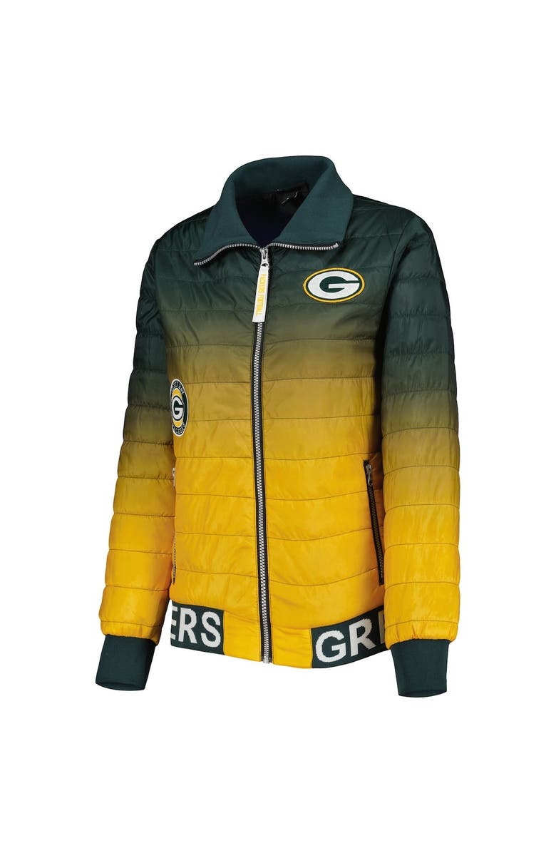 THE WILD COLLECTIVE Women's The Wild Collective Green/Gold Green Bay Packers Color Block Full-Zip Puffer Jacket, Alternate, color, Green