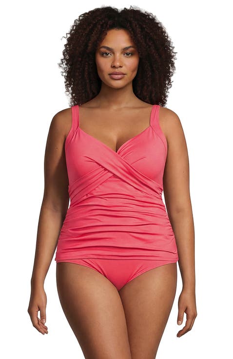 Plus Size DDD-Cup Tulip Hem Tankini Top