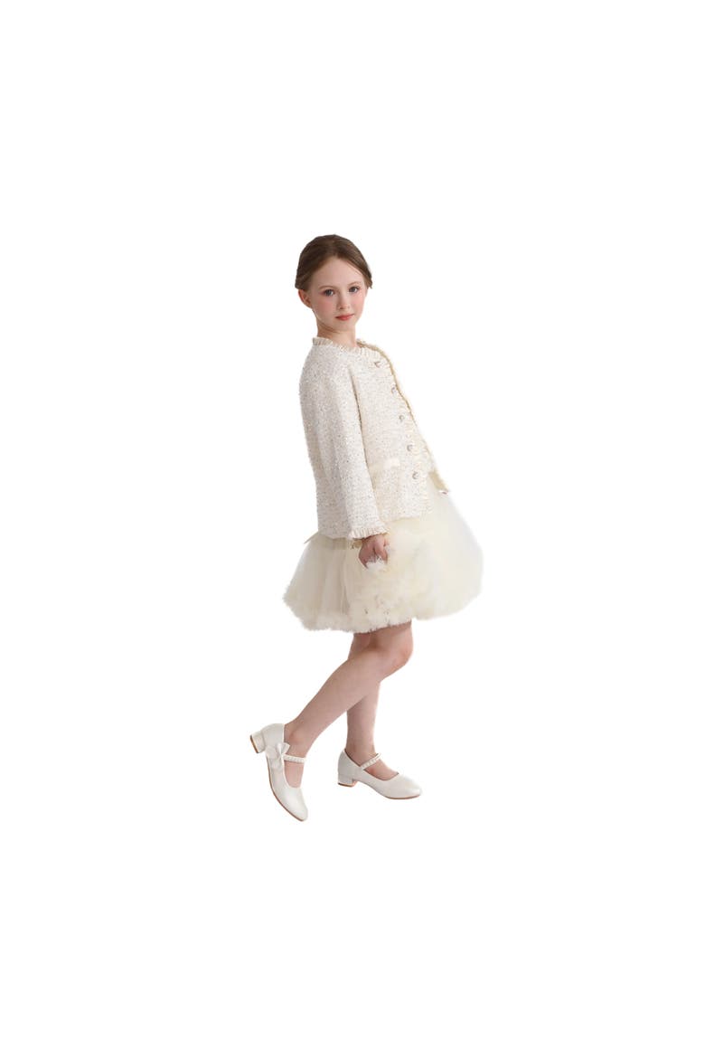 Sequin Tweed Jacket, Alternate, color, Ivory