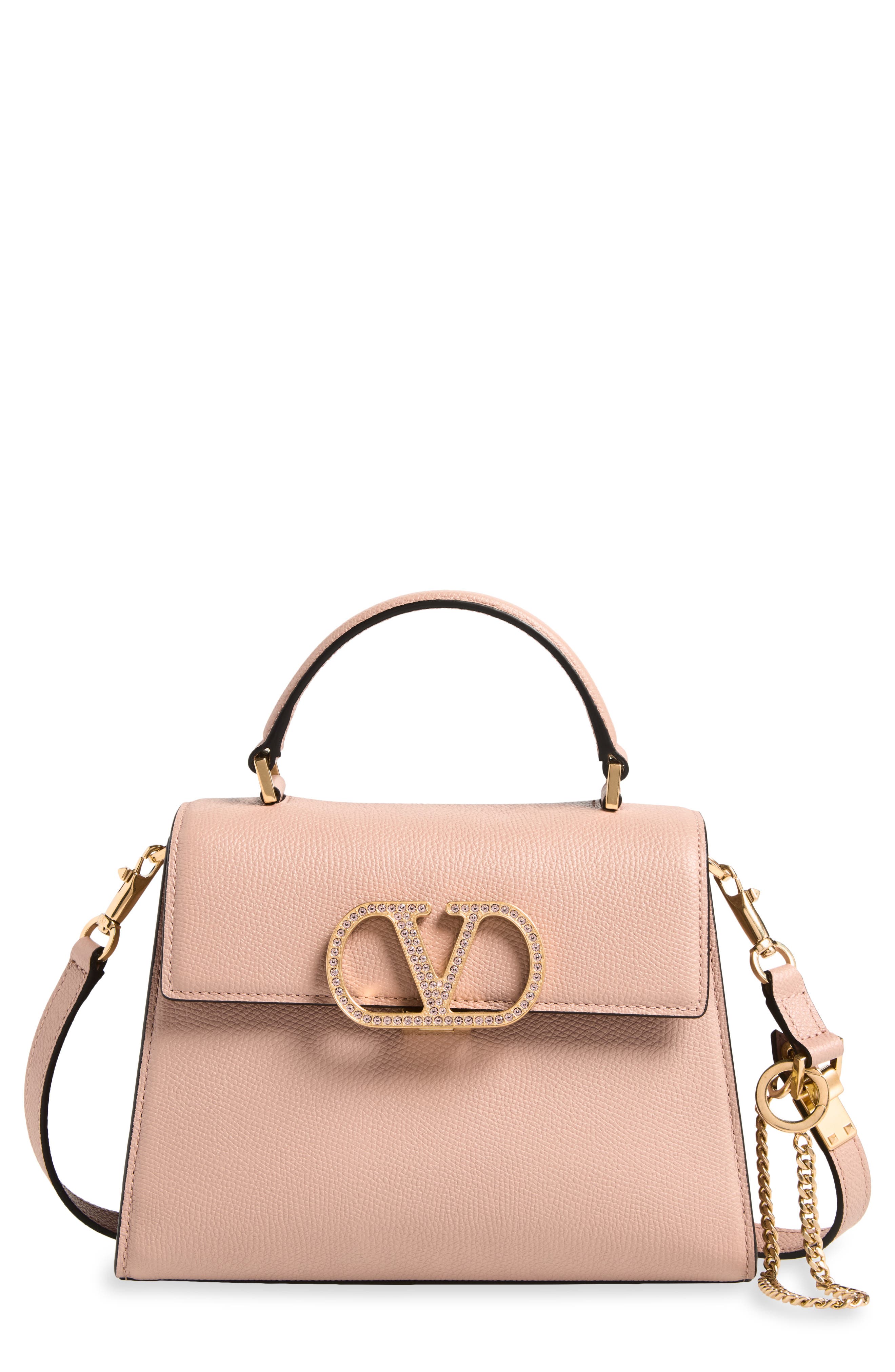 Small Vsling Leather Top Handle Bag, Main, color, ROSE