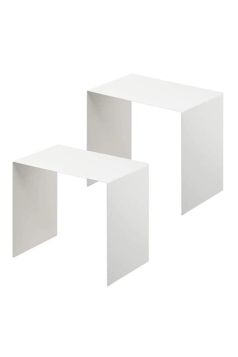 Set of 2 Riser Shelves, Main, color, WHITE