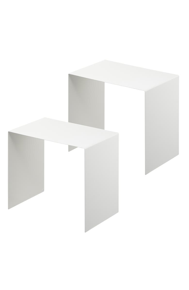 Yamazaki Set of 2 Riser Shelves, Main, color, White