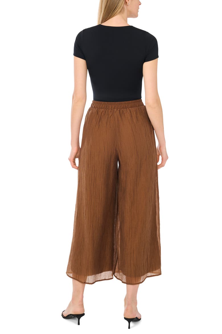 Plissé Pleats Pull-On Wide Leg Pants, Alternate, color, CAFE