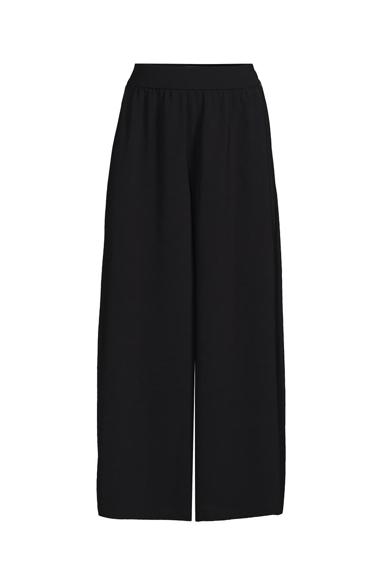 Lands' End Creaseless High Rise Palazzo Crop Pants, Alternate, color, Black