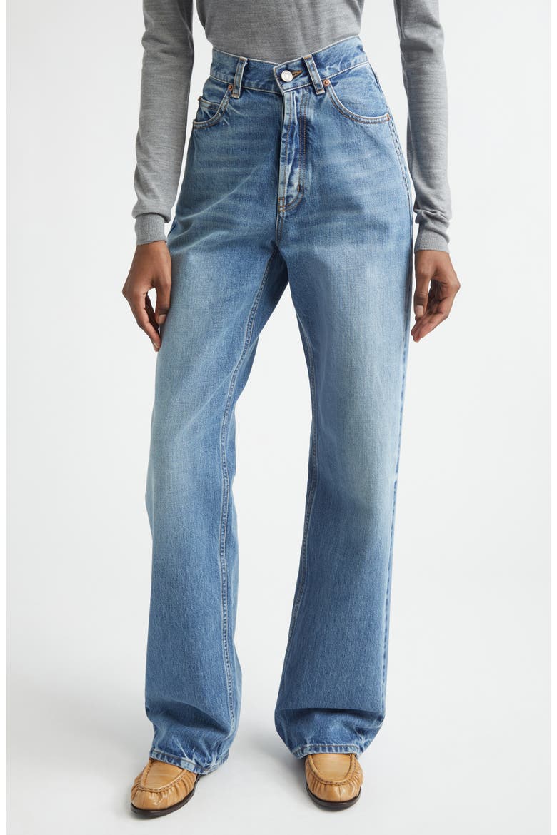 V-Waist Baggy Jeans, Main, color, 50S BLUE
