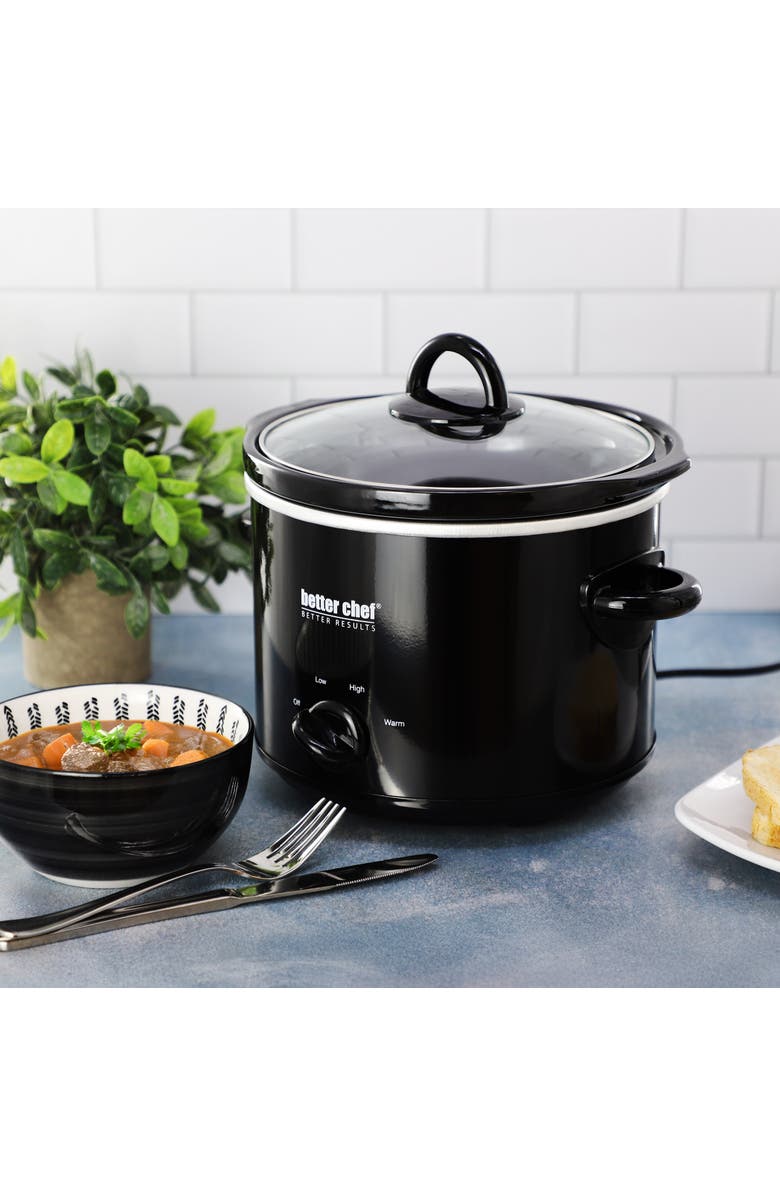 Better Chef 3 Quart Slow Cooker with Removable Stoneware Crock, Alternate, color, Black