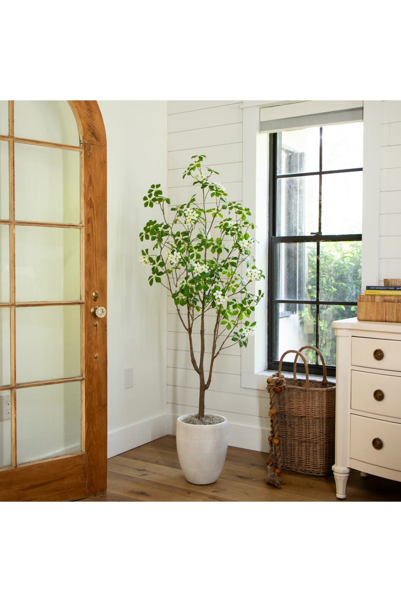 5-ft Artificial Dogwood Tree, Alternate, color, Green