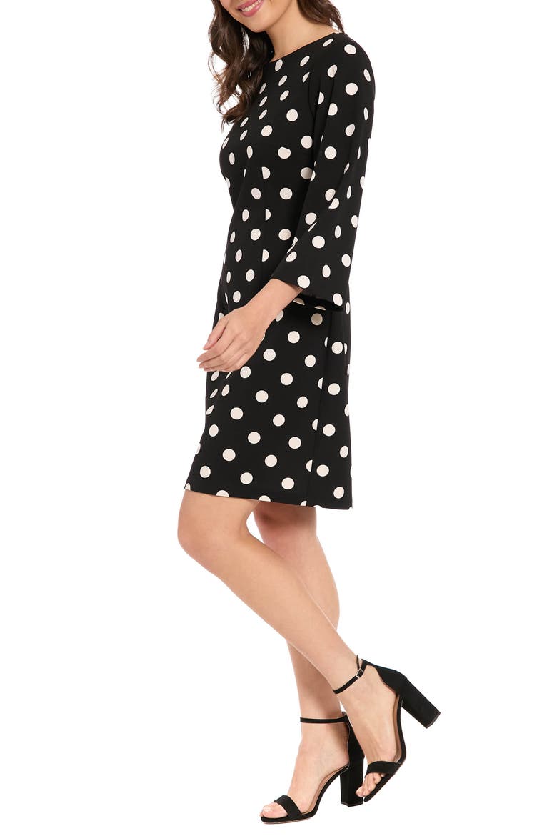 Dot Boat Neck Sheath Dress, Alternate, color, BLACK/ CREAM
