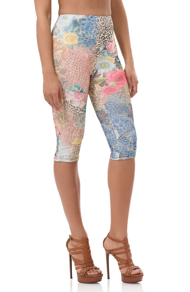 AFRM Gianna Mixed Print Capri Leggings, Alternate, color, Iris Patchwork