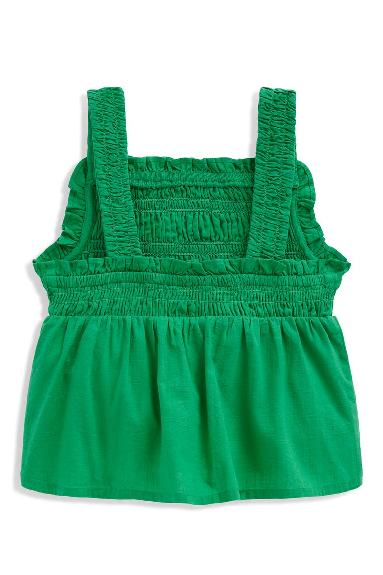 Kids' Floral Embellished Smocked Cotton Top, Alternate, color, SAPLING GREEN