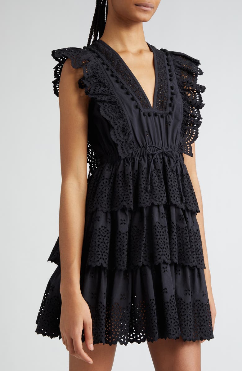 Ulla Johnson Lilith Eyelet Tiered Minidress, Alternate, color, 
