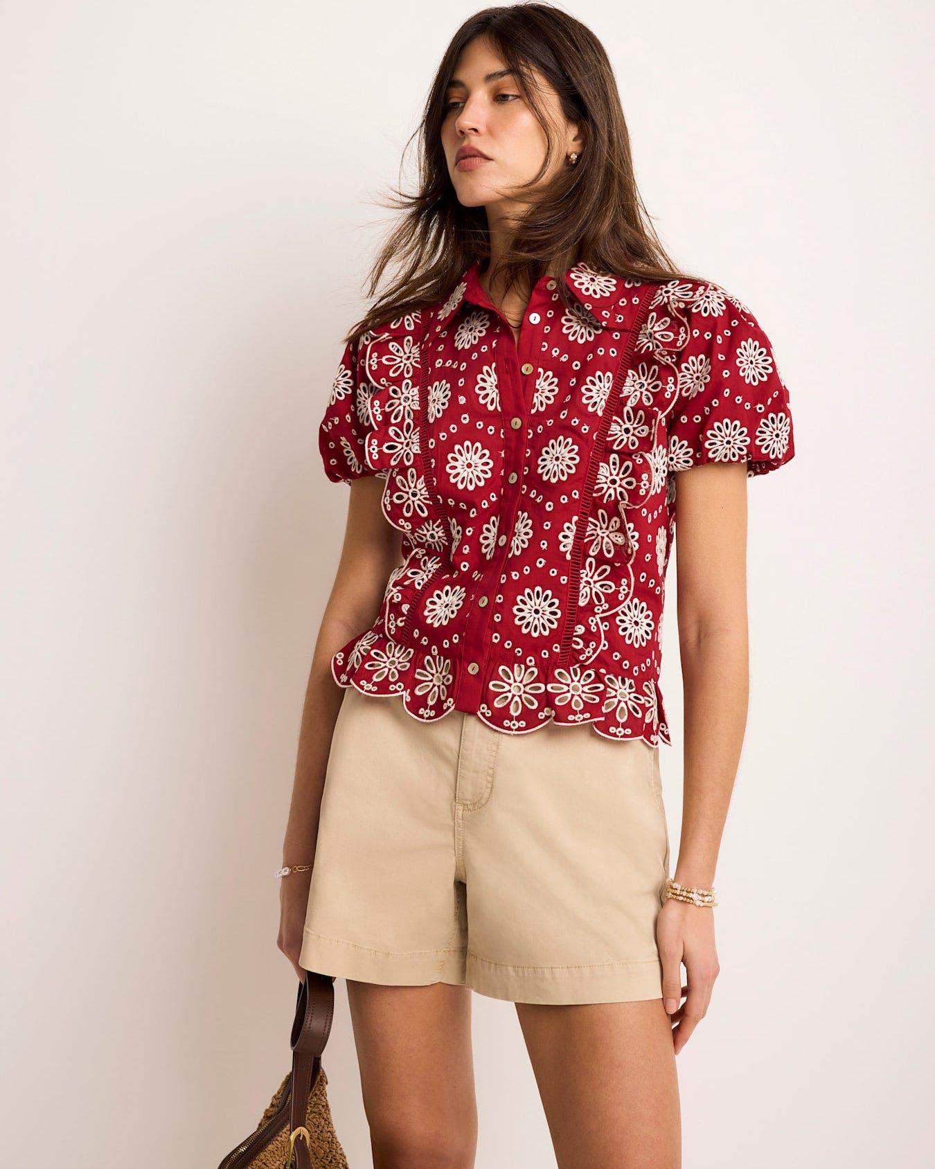 MINT VELVET Eyelet Embroidered Puff Sleeve Blouse (Women) | Nordstrom