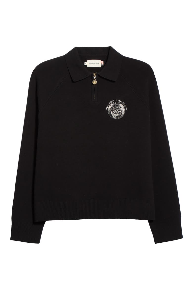 Quarter Zip Knit Polo, Main, color, BLACK
