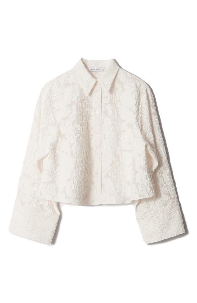 & Other Stories Cotton Blend Jacquard Button-Up Shirt, Alternate, color, White Light