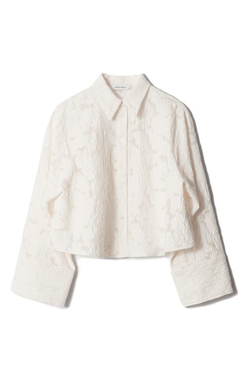 & Other Stories Cotton Blend Jacquard Button-up Shirt In White
