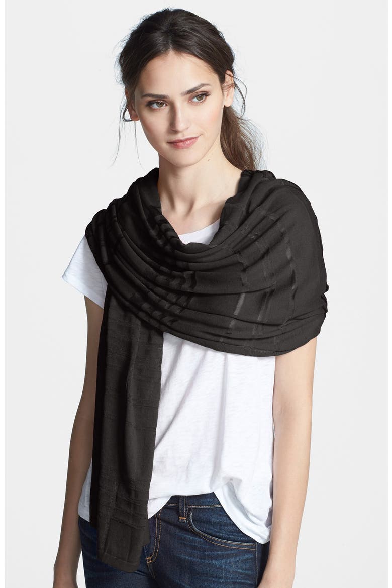 Halogen Shadow Plaid Wrap, Main, color, BLACK
