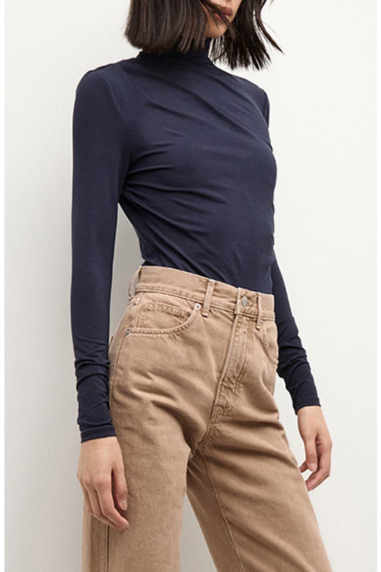 Mylie Mock Neck Long Sleeve Top, Alternate, color, NAVY