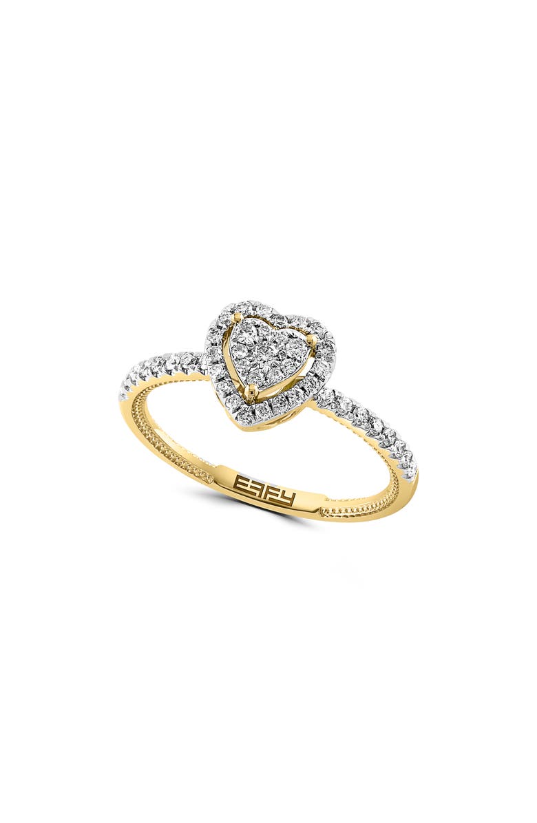 EFFY 14K Yellow Gold Pavé Diamond Heart Ring - 0.34ct., Main, color, 