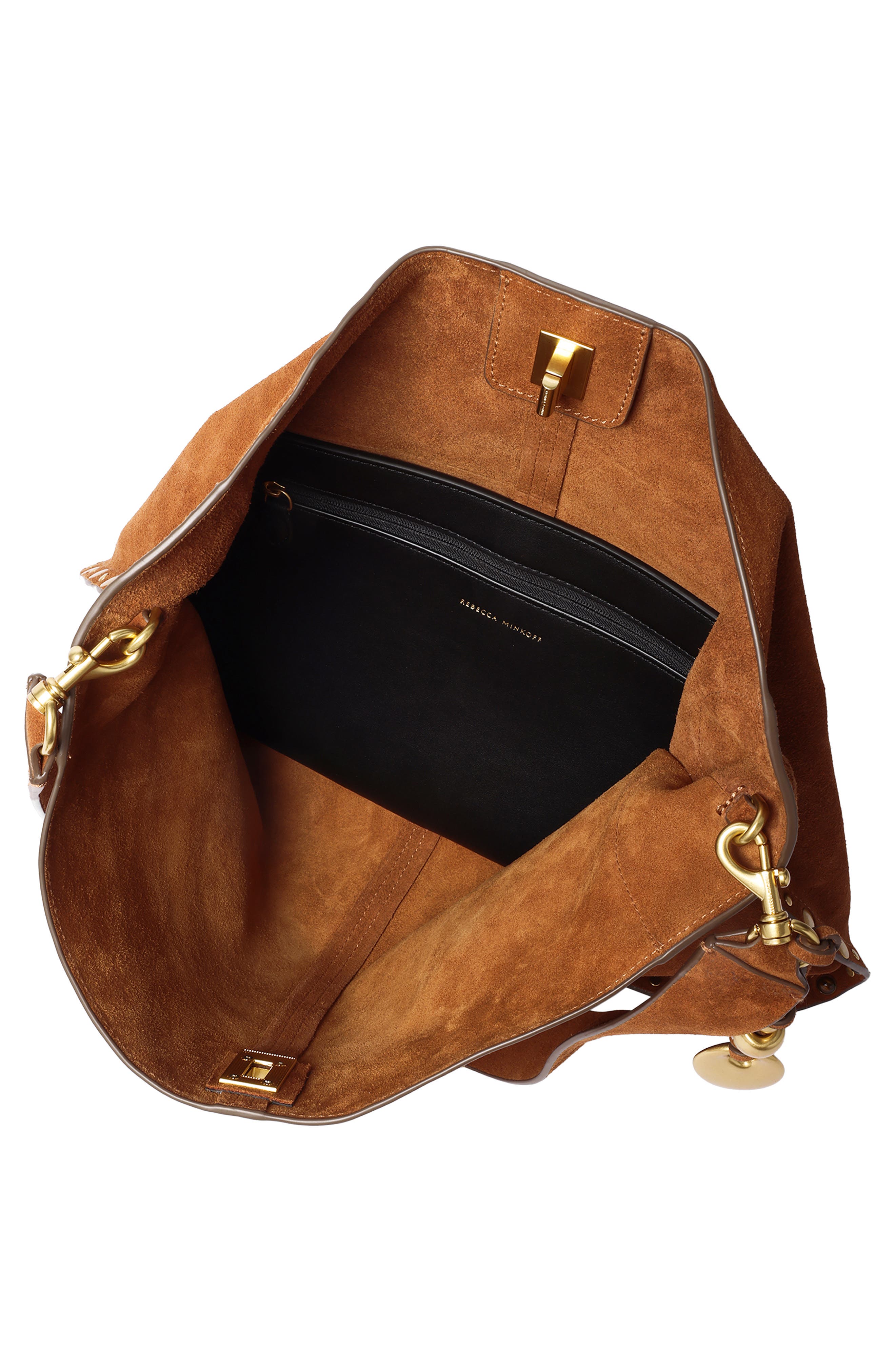 Slim Darren Stud & Tiger's Eye Embellished Hobo Bag, Alternate, color, COGNAC