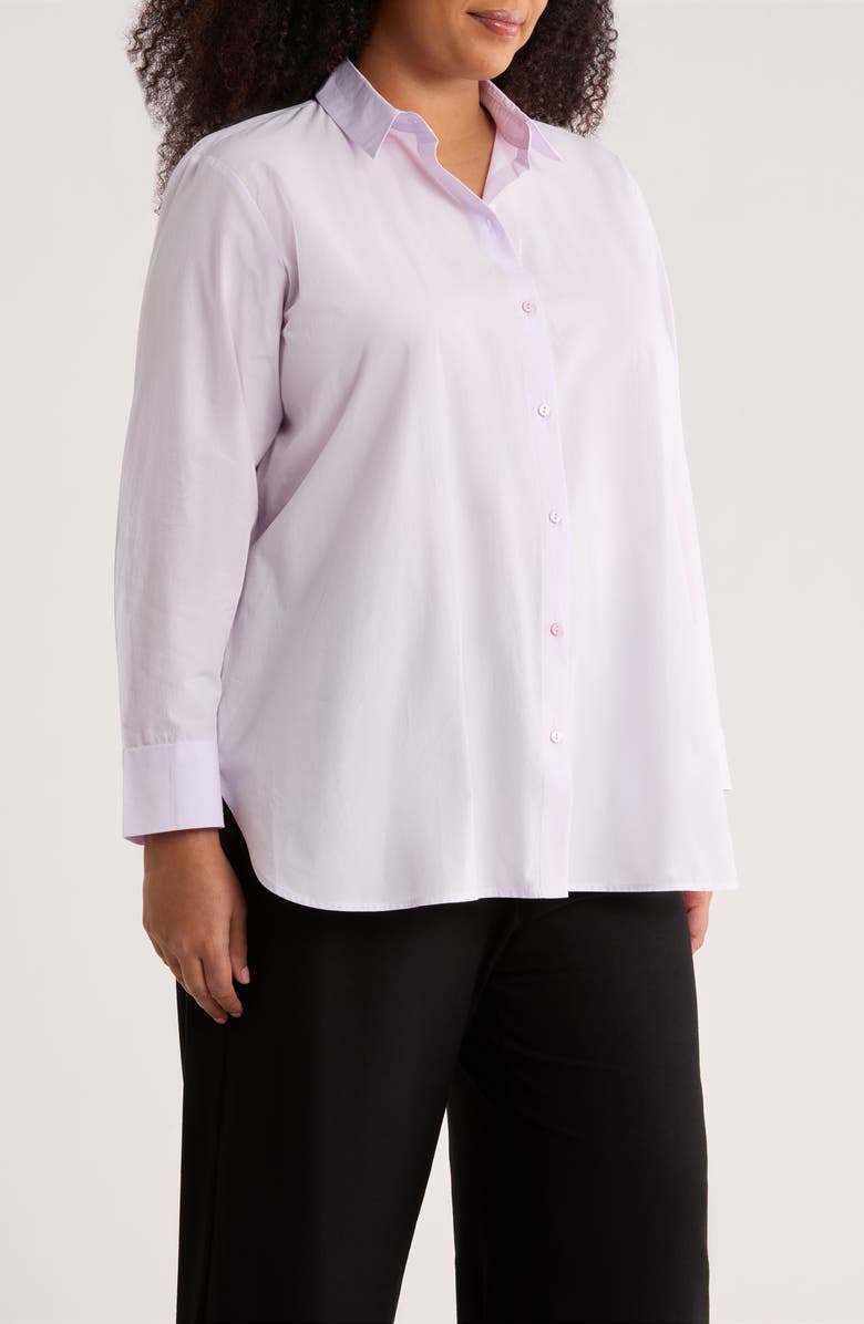 Eileen Fisher Classic Collared Organic Cotton Shirt, Alternate, color, Lilac Frost
