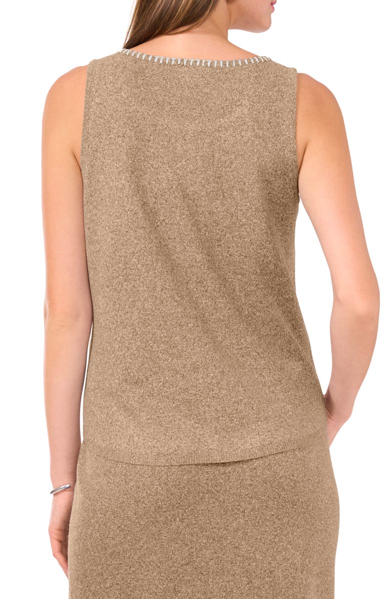 Vince Camuto Whipstitch Sleeveless Sweater, Alternate, color, Lunaria/ Antique White