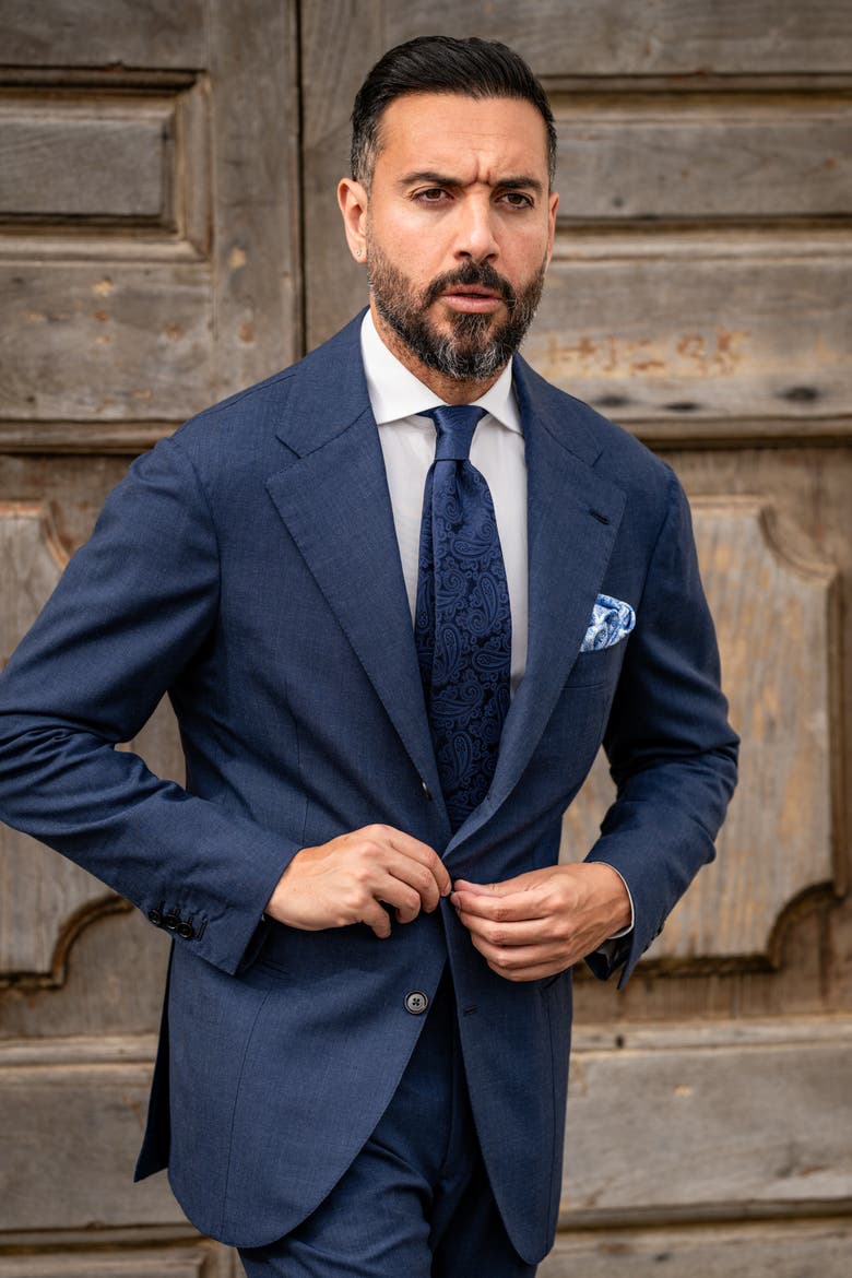Soave - Silk Jacquard Tie for Men, Alternate, color, Midnight Blue