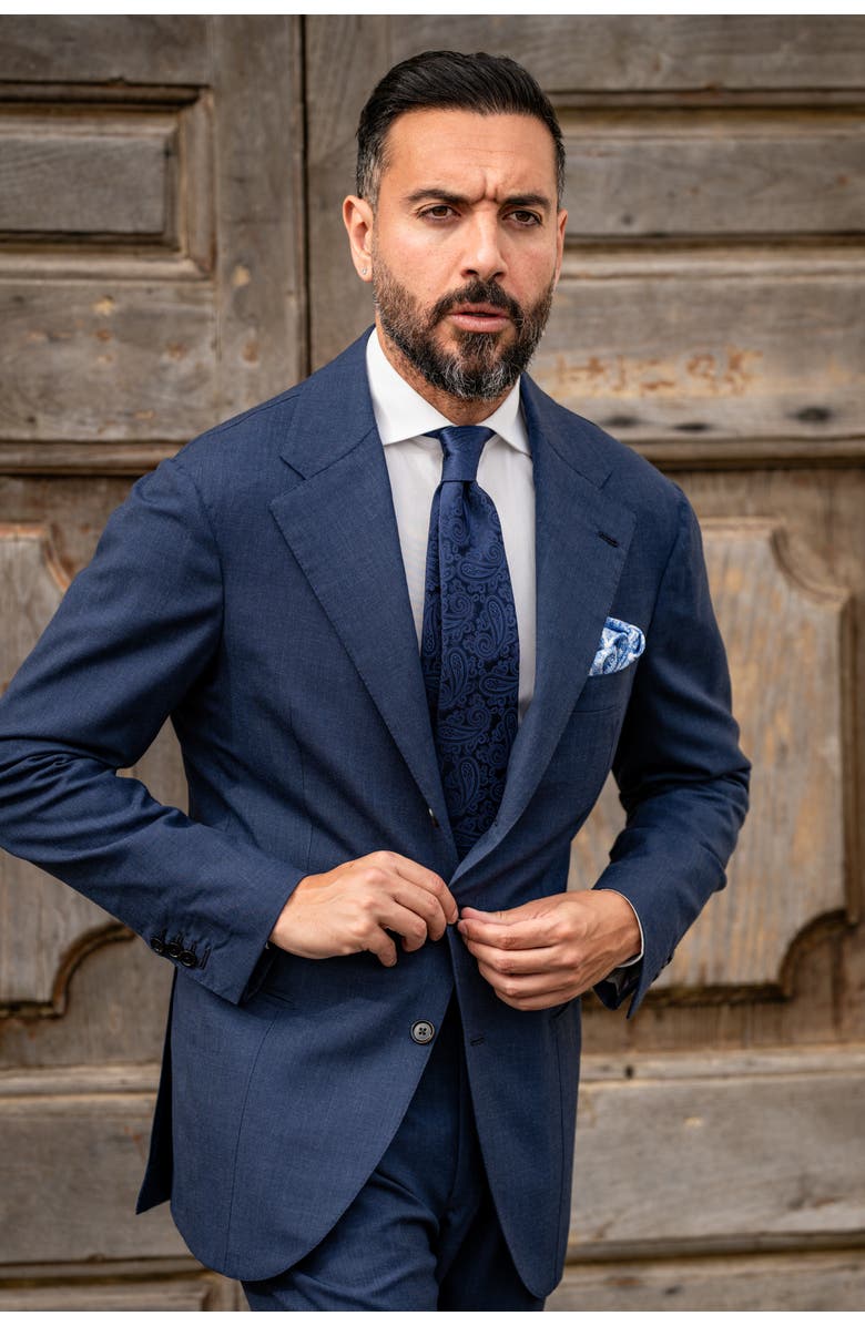 Elizabetta Soave - Extra Long Silk Jacquard Tie for Men, Alternate, color, Midnight Blue