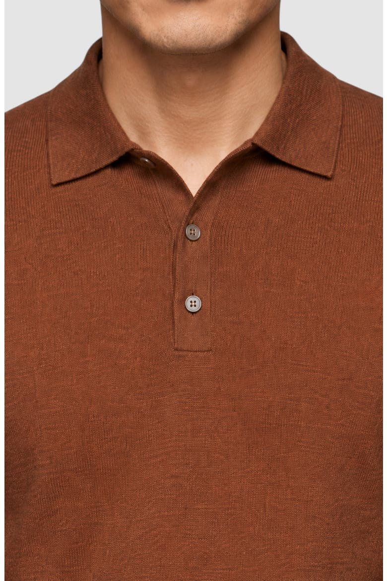 Lightweight Merino Wool Three-Button Polo, Alternate, color, COGNAC