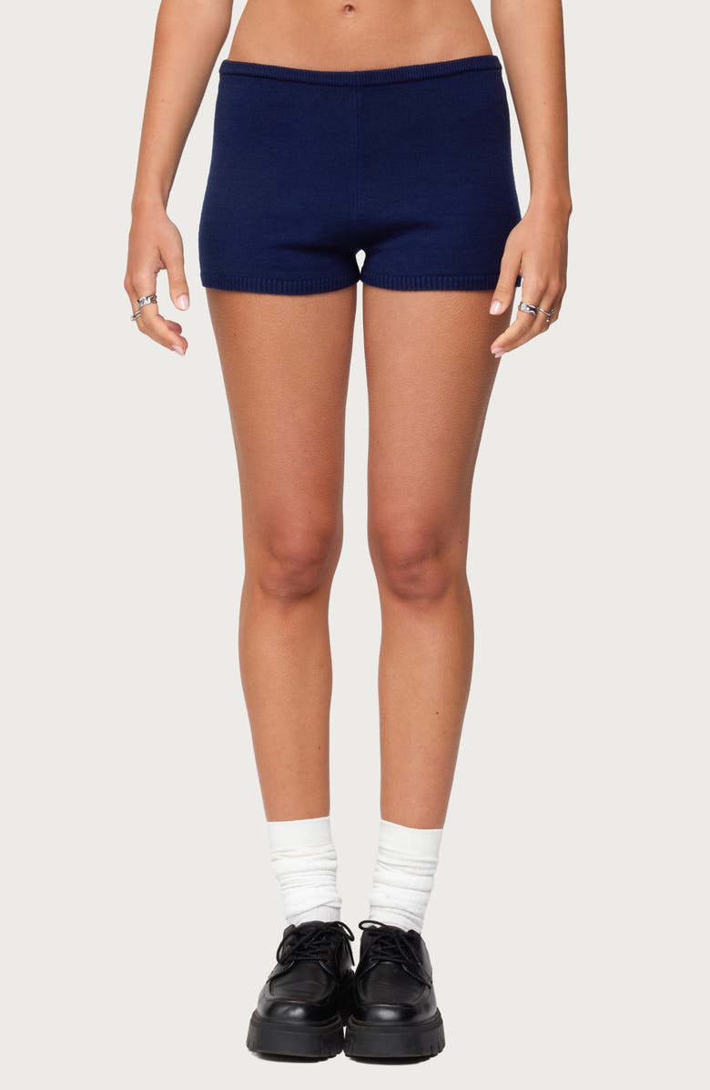 EDIKTED Arianna Knit Shorts, Main, color, Navy