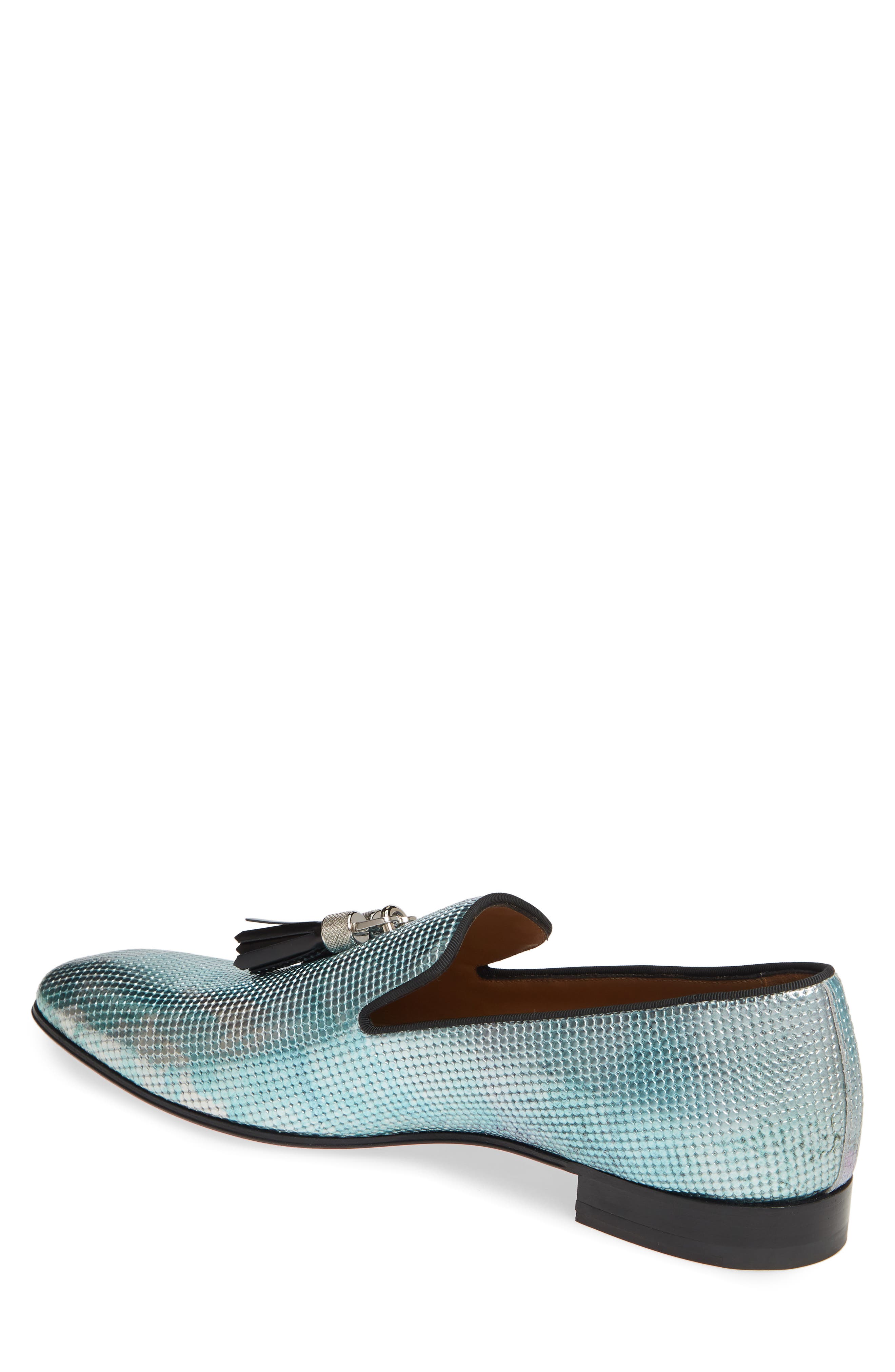 Christian Louboutin Rivalion Flat Spec Pointillé Iridescent Tassel Loafer, Alternate, color, 