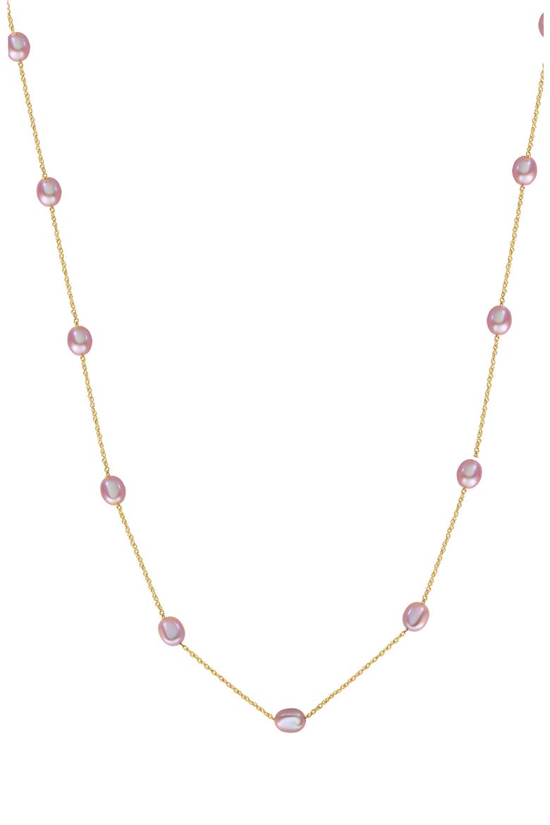 14K Yellow Golden Freshwater Rice Pearl 36'' Station Necklace, Main, color, 14K Gold