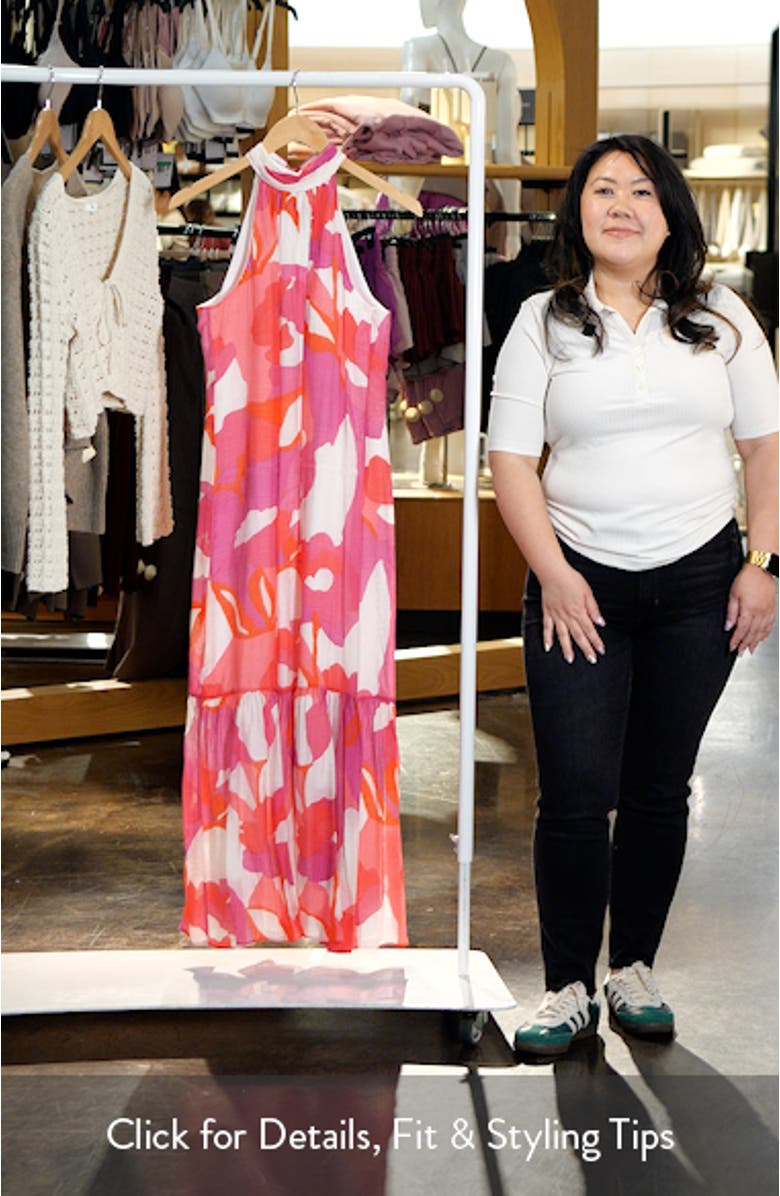 Floral Print Ruffle Hem Sleeveless Maxi Dress, sales video thumbnail