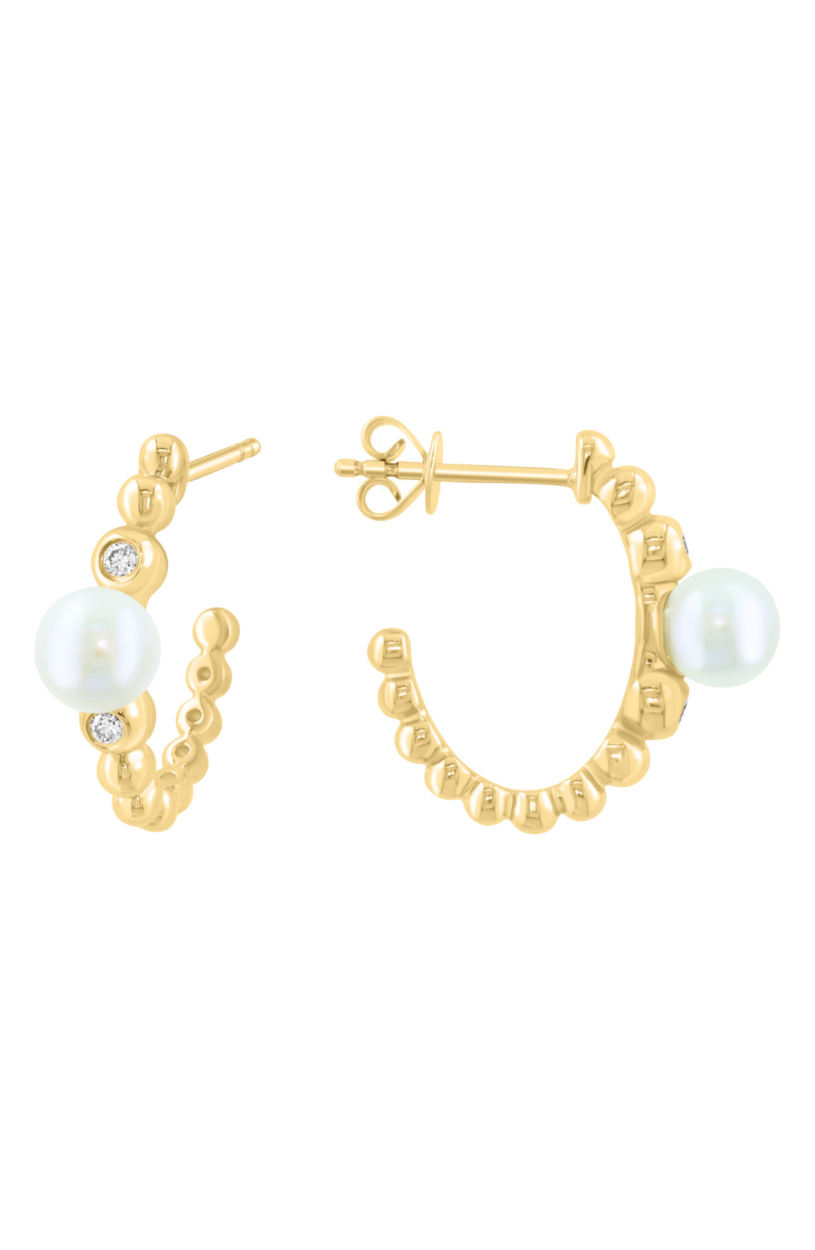 EFFY Freshwater Pearl & Diamond Earrings