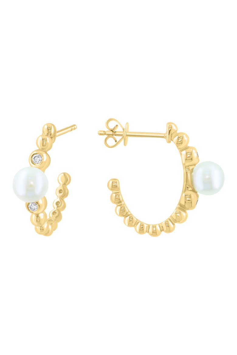 Freshwater Pearl & Diamond Earrings, Main, color, WHITE