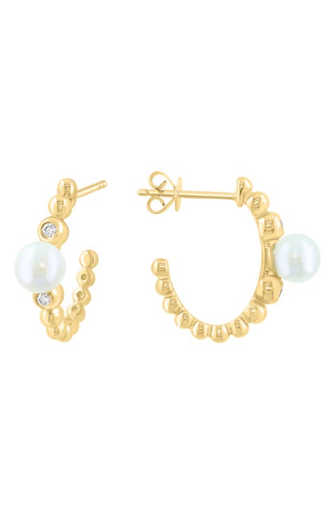 Freshwater Pearl & Diamond Earrings